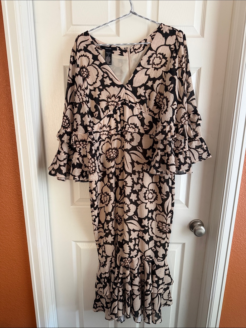 SMYTHE Midsummer Midi Dress Floral Ruffle Size 10